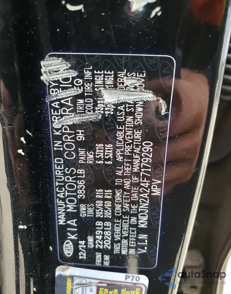 2015 Kia Soul z USA, uszkodzony, nr VIN KNDJN2A24F7179290